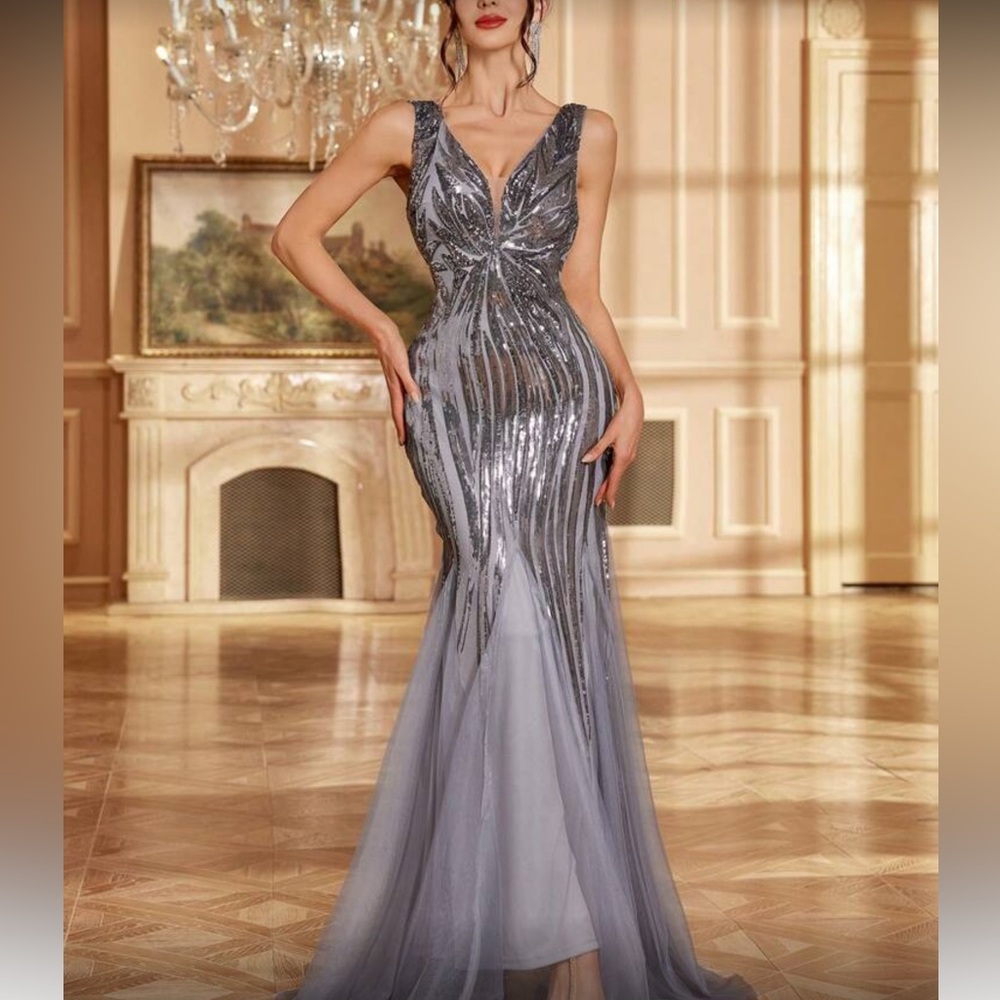 Elegant Gray Evening Gown